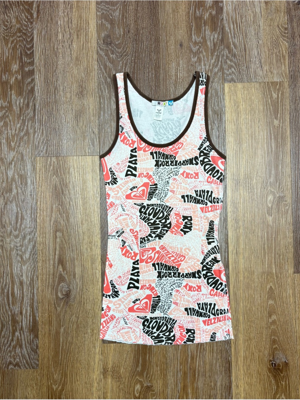 Roxy Coral, Black & White Graphic Tank Swim Top